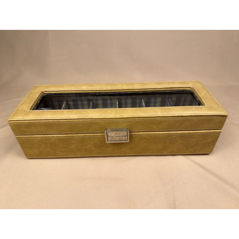 Drexel Heritage Camel Faux Leather 6-Slot Watch Display Box